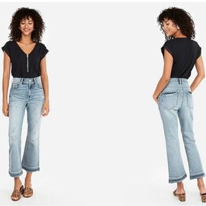 Express Navy Blue Silky Zip Front Gramercy Tee